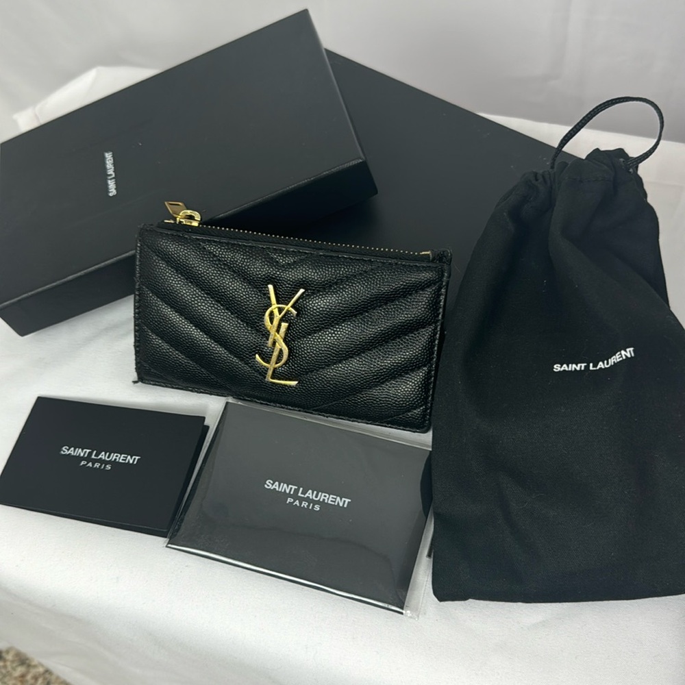 Saint Laurent Leather Pouch Card Wallet